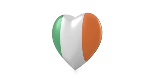 Rotating Ireland flag heart Stock Footage 292867344