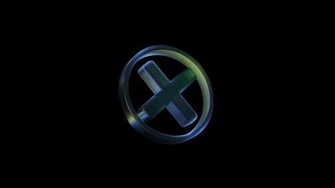 Rotating iridescent cross mark on black background Stock Footage 320206599