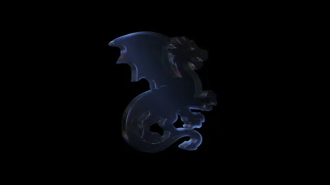 Rotating iridescent dragon on black background Stock Footage 316752547