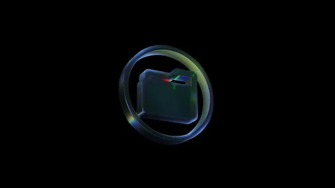 Rotating iridescent folder icon on black background Stock Footage 317691524