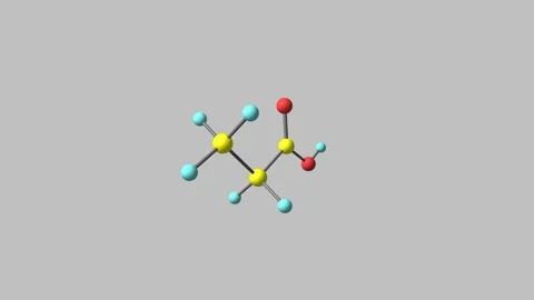 Rotating isolated propionic acid molecule video Stock Footage 150106796