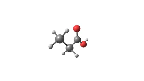 Rotating isolated propionic acid molecule video Stock Footage 150106801