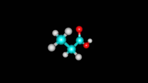 Rotating isolated propionic acid molecule video Stock Footage 150106809
