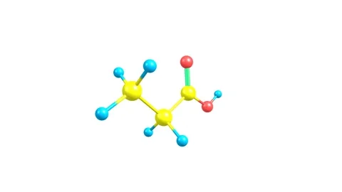 Rotating isolated propionic acid molecule video Stock Footage 150106828