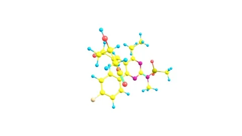 Rotating isolated rosuvastatin molecule video Stock Footage 150106788