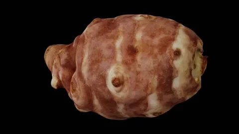 Rotating Jerusalem Artichoke on Black Background (Looping) Stock Footage 139895825