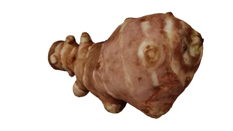 Rotating Jerusalem Artichoke on White Background (Looping) Stock Footage 139896808