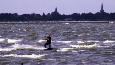 Rotating jump with kiteboard Video stock 118573138