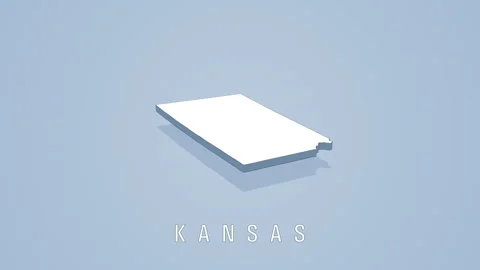 Rotating kansas map animation on solid background Stock Footage 313499772