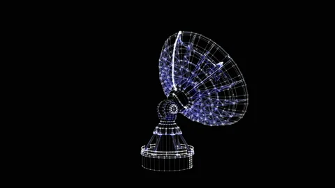 Rotating Large Satellite Telescope Animation. Science and Technology Concept. 4K Stock Footage 189220086