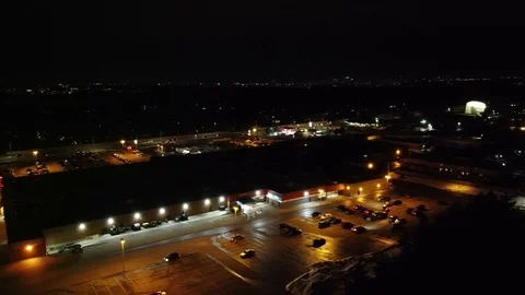 Rotating Left Over Shopping Mall Plaza Commercial District at Night Dusk in 動画素材 124169210