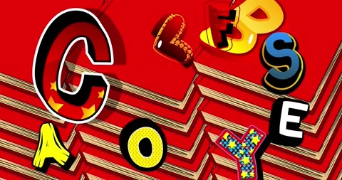 Rotating Letters on books. Comic book background Stock-Footage 273756470