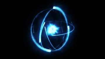 Rotating Light Blue Atom Stock Footage 85687061