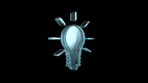 Rotating light bulb sign. Transparent glass icon Stock Footage 97475295