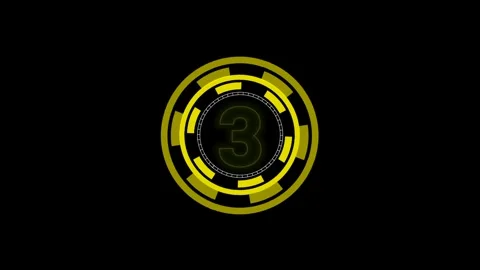 Rotating light countdown three animation Stock Footage 254792490