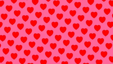 Rotating loop scene of repeating red hearts pulsating between big , small sizes Stock Footage 310261098