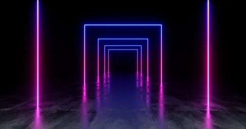 Rotating Loopable Rectangle Shaped Neon Fluorescent Retro Laser Led Show Stage 스톡 동영상 106109138