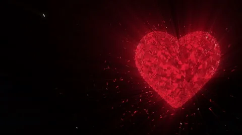 Rotating luminous 3d ruby heart formed pieces and cubes Stock-Footage 63336314