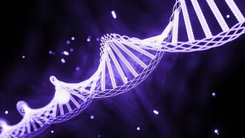 Rotating luminous spiral of dna. Design. Virtual chains of dna and genes in Stock Illustration