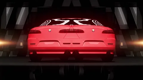 Rotating Luxurious Stylish Red Car Looped Mirror Stock Footage 50262028