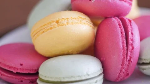 Rotating macaroons, cookies, sweets Stock-Footage 84791081