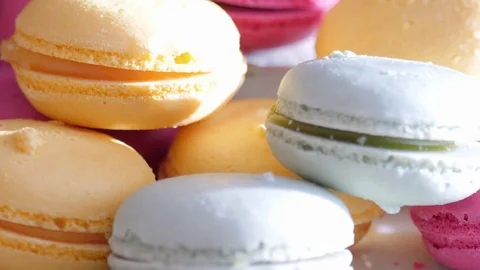 Rotating macaroons, cookies, sweets 動画素材 84791122