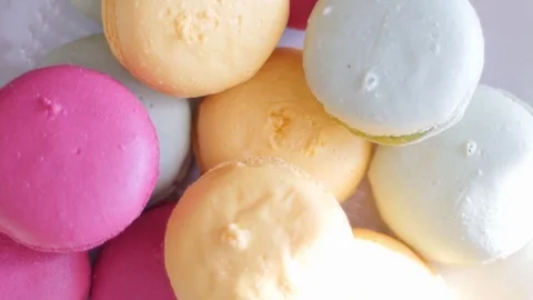 Rotating macaroons, cookies, sweets Stock Footage 84793991