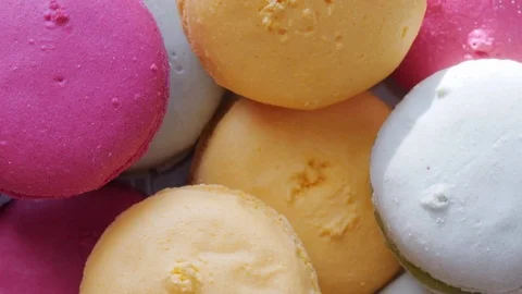 Rotating macaroons, cookies, sweets Stock Footage 84794110