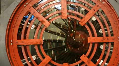 Rotating machine with welding sparks Stock Footage 33383033