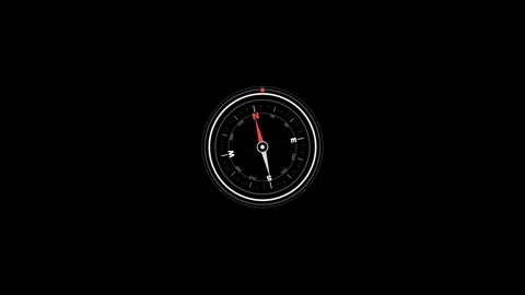 Rotating magnetic compass needle on black background. 4K Stock Footage 340882774