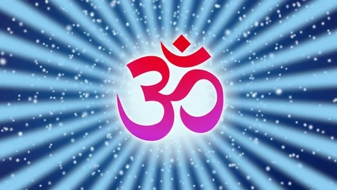 Rotating mandala with Aum / Om / Ohm sign in the center against white halo 스톡 동영상 106769711