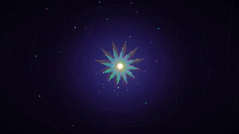 Rotating Mandala Flower Loop - Glowing Blue Geometric Spiritual Backdrop Video stock 341787731