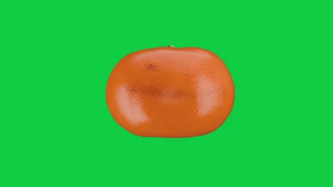 Rotating Mandarin Orange Citrus Fruit 3D Animation on Green Screen background. Stock Footage 339751568