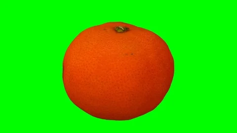 Rotating Mandarin Orange on Green Background (Looping) Video stock 98474983