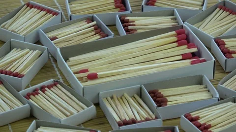 Rotating many safety matches boxes Stock Footage 89514664