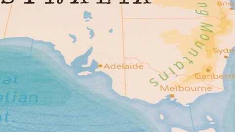 A Rotating Map Centered on Adelaide. Stock Footage 243473631