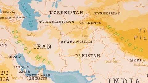 A Rotating Map Centered on Afghanistan. Stock Footage 243443069