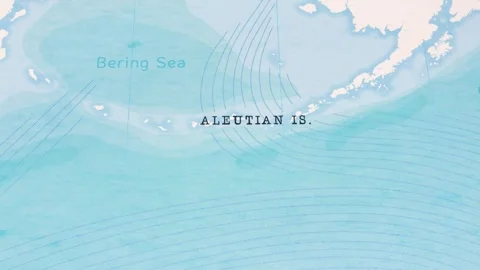 A Rotating Map Centered on Aleutian Islands. Stock Footage 243443067