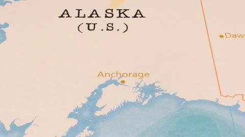 A Rotating Map Centered on Anchorage. Stock Footage 243473697
