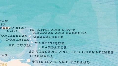 A Rotating Map Centered on Antigua and Barbuda. Stock Footage 243473745