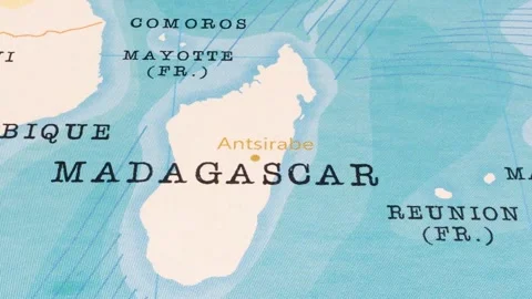 A Rotating Map Centered on Antsirabe. Stock Footage 243473778