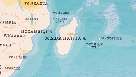 A Rotating Map Centered on Antsirabe, Madagascar. Stock Footage 243445829