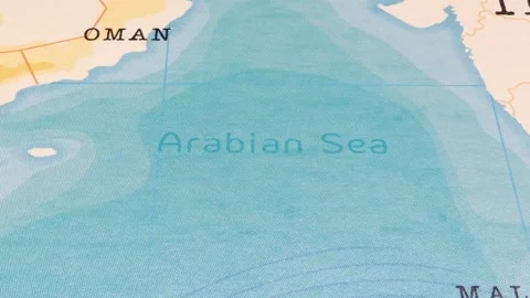 A Rotating Map Centered on Arabian Sea. 스톡 동영상 243473751