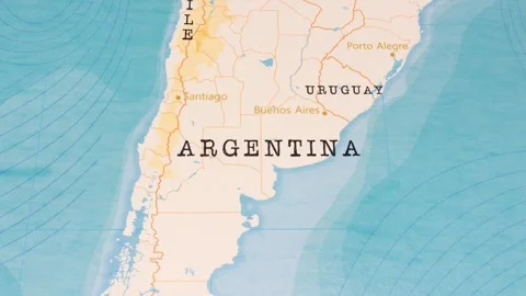 A Rotating Map Centered on Argentina. Stock Footage 243443251