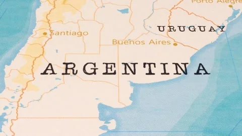 A Rotating Map Centered on Argentina. Stock Footage 243473805