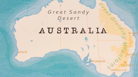 A Rotating Map Centered on Australia. Stock Footage 243443417