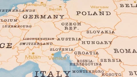 A Rotating Map Centered on Austria. Stock Footage 243473906