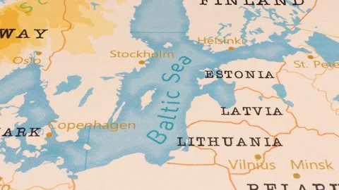 A Rotating Map Centered on Baltic Sea. Stock Footage 243473962