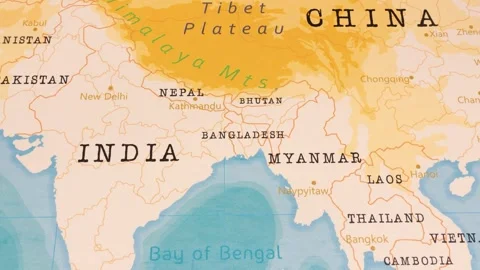 A Rotating Map Centered on Bangladesh. Stock Footage 243443418
