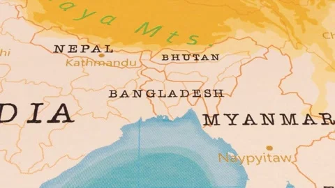 A Rotating Map Centered on Bangladesh. Stock Footage 243474038